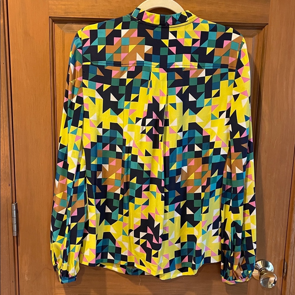 Tory Burch Multicolor Geometric Blouse with Bow - Picture 4 of 7